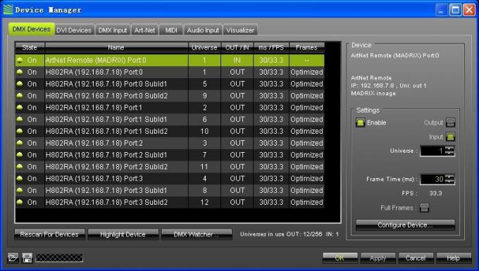 4096 píxeles Salve DMX controlador LED H802RA 4 puertos Material de aleación de aluminio 12