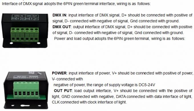 DC5v 24v Dmx a Spi Pixel Decoder 3 pin para el control de la tira LED RGB 0